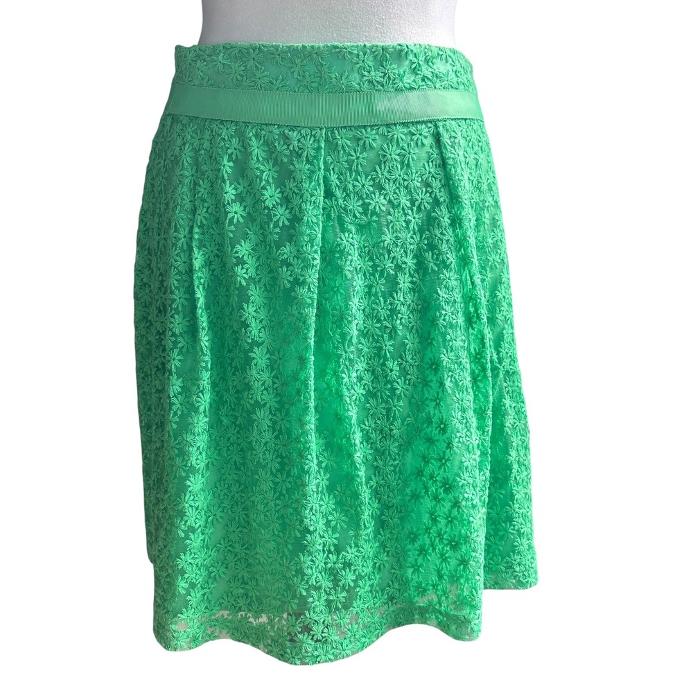 The Limited Floral Lace Skirt Green Embroidered A Line Spring Summer Size 4‎
